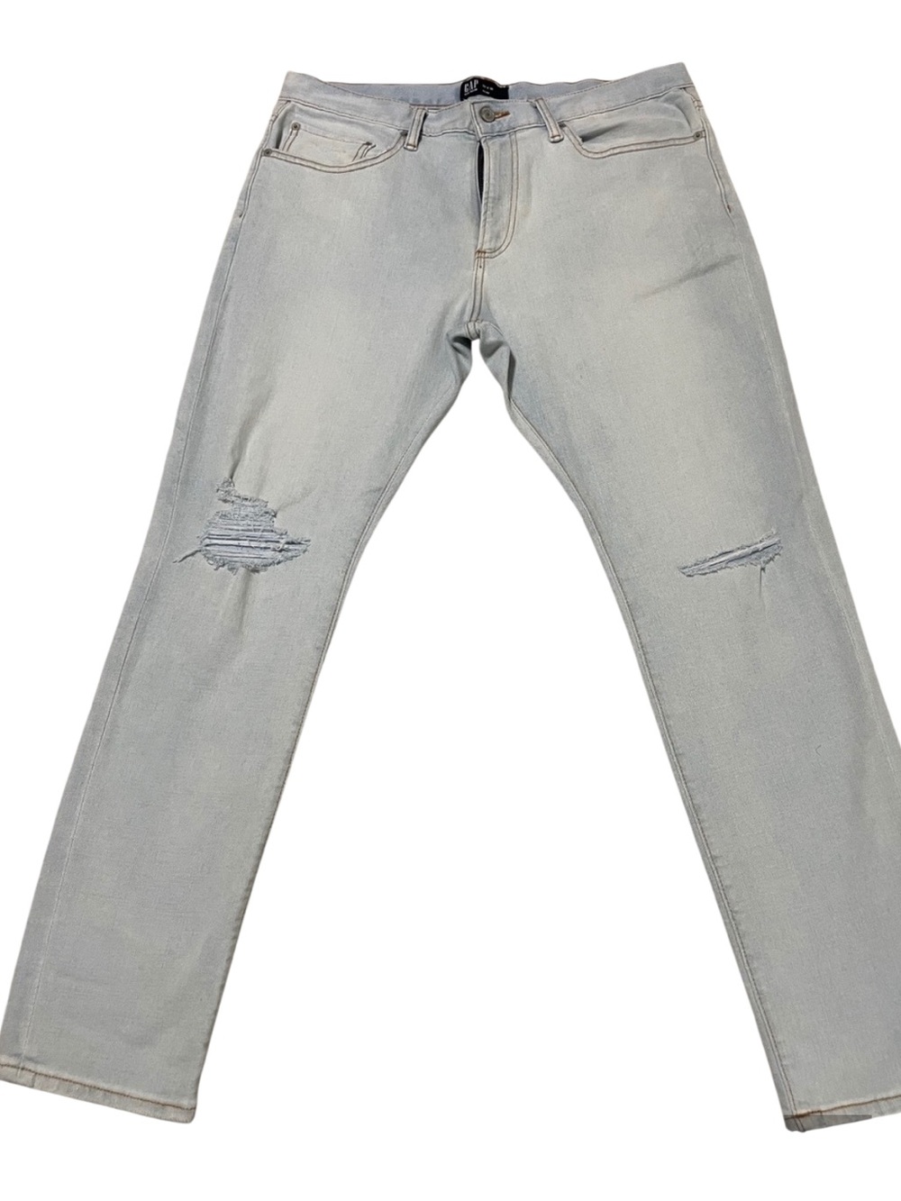 GAP Slim Fit Light Blue Ripped Jeans Men 34x30 Distressed Denim